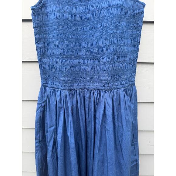 NWT MADEWELL The Petite Melody Scoopback Smocked Midi Dress Blue Moon PXL - Picture 6 of 8